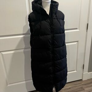 Nwot Quilted H&M Puffer Vest Long - Black Womens S Relaxed Fit